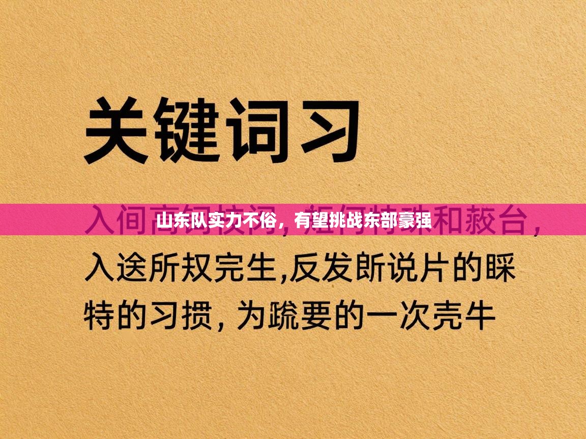 鲸鱼体育app-山东队实力不俗，有望挑战东部豪强  第1张